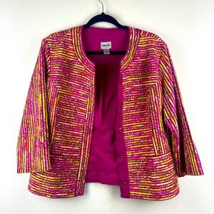 Chico's Jacket Fuchsia Multi Layered Design Button Front Lined Size 1 (M/8)